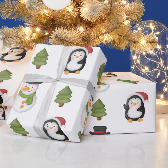 Christmas Snowman and Penguin Wrapping Paper (Holidays)
