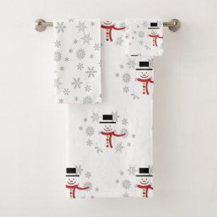 Christmas Snowman and Snowflake Bath Towel Set