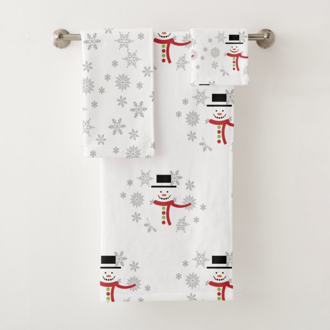 Christmas Snowman and Snowflake Bath Towel Set (Insitu)