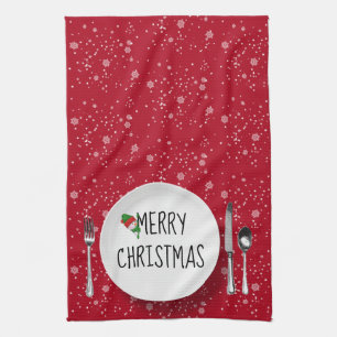 Christmas Snowman and Snowflakes Kitchen Towel