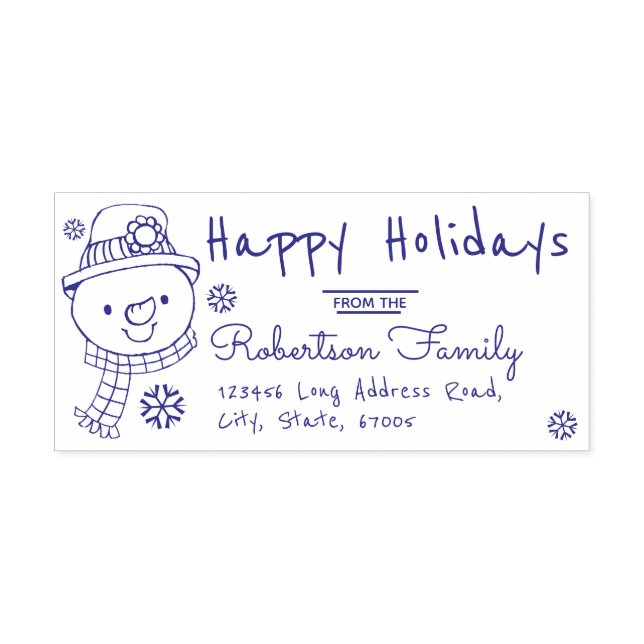 Christmas Snowman and Snowflakes Return Address Self-inking Stamp (Design)