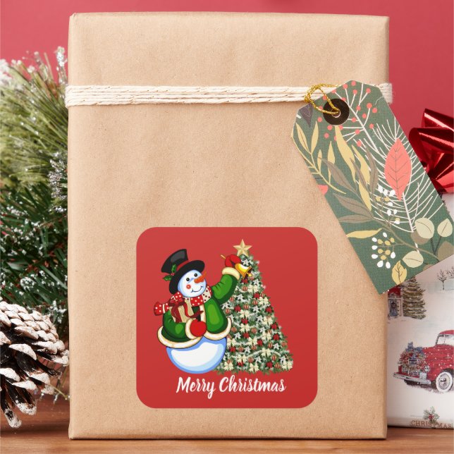 Christmas snowman and tree add message sticker (Holiday)