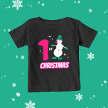 Christmas snowman baby T-Shirt<br><div class="desc">Cute white snowman with number one for first Christmas</div>