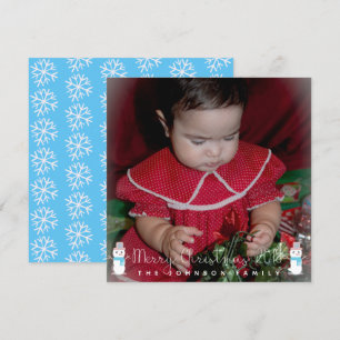 Christmas Snowman Babys Kids Photo Greeting Invitation