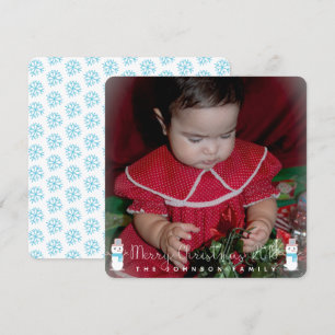 Christmas Snowman Babys Kids Photo Greeting Invitation