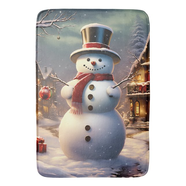 Christmas Snowman Bath Mat (Front Vertical)