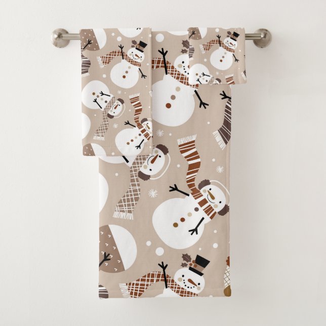 Christmas Snowman Bath Towel Set (Insitu)
