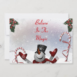 Christmas Snowman Believe in the Magic Winter Holiday Card