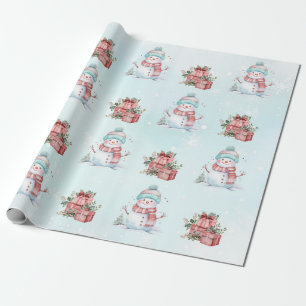 Christmas Snowman Birthday Party Wrapping Paper