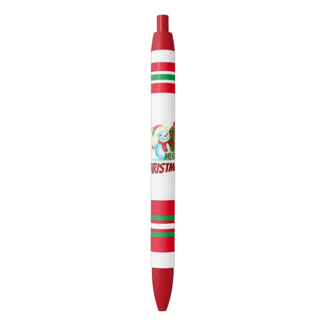 Christmas snowman black ink pen (Front Vertical)