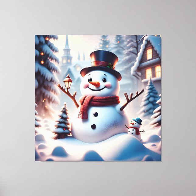 Christmas Snowman Canvas Print (Front)
