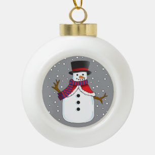 Christmas Snowman Ceramic Ball Christmas Ornament