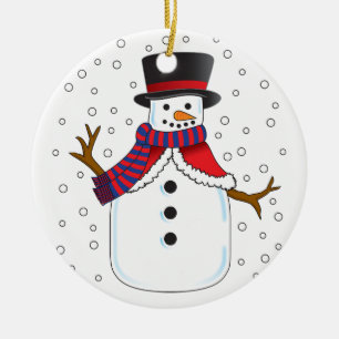 Christmas Snowman Ceramic Ornament