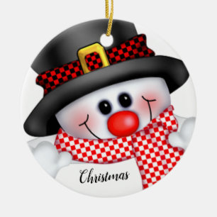 Christmas Snowman Ceramic Ornament