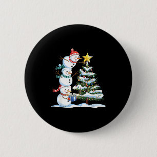 Christmas Snowman Christmas Tree Funny Snowman Lov 2 Inch Round Button