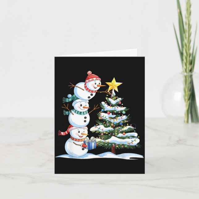 Christmas Snowman Christmas Tree Funny Snowman Lov Card (Front)