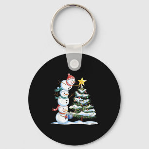 Christmas Snowman Christmas Tree Funny Snowman Lov Keychain