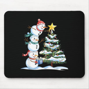 Christmas Snowman Christmas Tree Funny Snowman Lov Mouse Pad