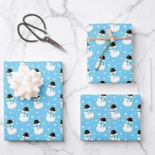 Christmas Snowman Cookie Pattern Wrapping Paper Sheet