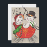 Christmas Snowman Couple In Sleigh Holiday Card<br><div class="desc">Christmas Snowman Couple In Sleigh Holiday Card.</div>