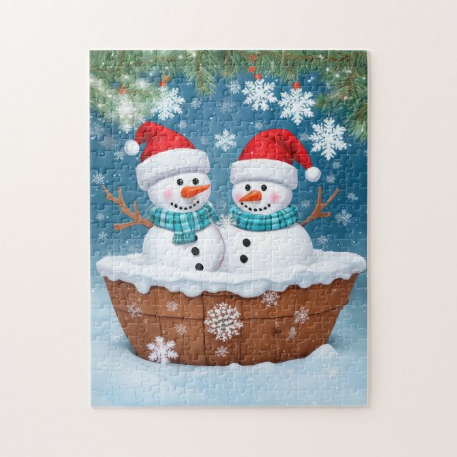 Christmas Snowman Couple Jigsaw Puzzle (Vertical)