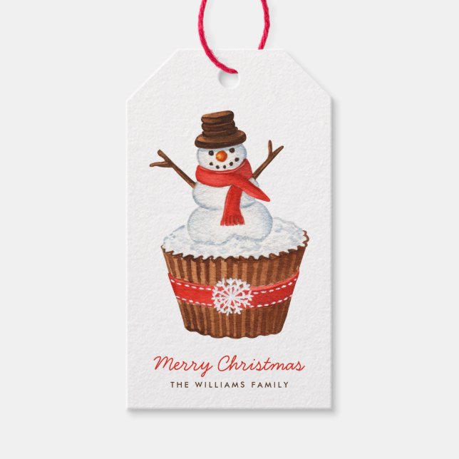 Christmas Snowman Cupcake Gift Tags (Front)