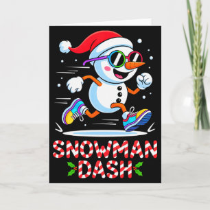 Christmas Snowman Dash Running Runner Marathon Tea Card