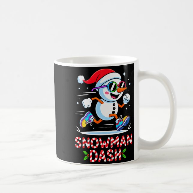 Christmas Snowman Dash Running Runner Marathon Tea Coffee Mug (Right)