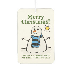 Christmas Snowman Design with Personal Greeting Air Freshener