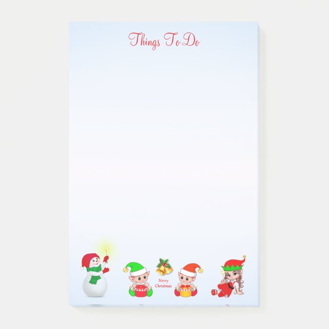Christmas Snowman & Elves Things To Do Post-it Not Post-it Notes (Front)