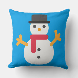 christmas snowman emoji throw pillow