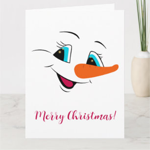 Christmas Snowman Face Personalized Cute Holiday Card