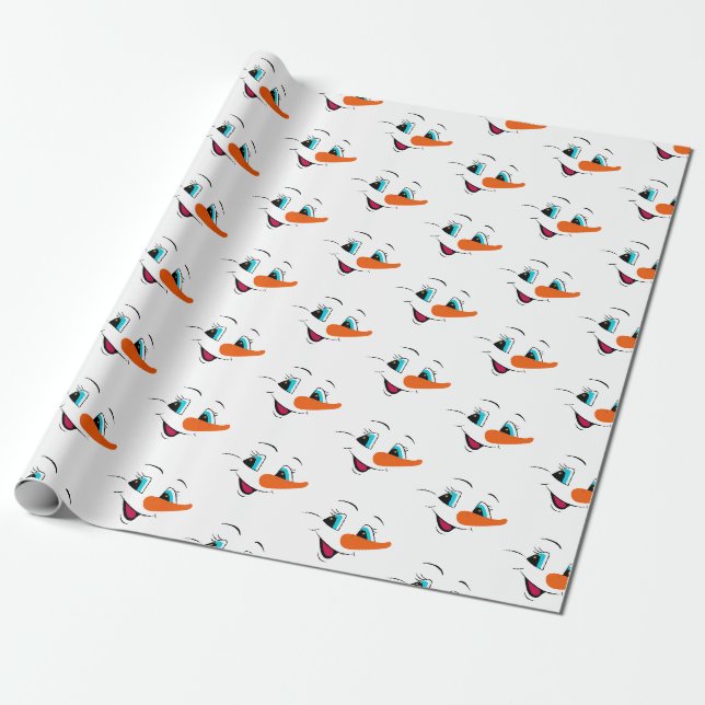 Christmas Snowman Face Personalized Cute Holiday Wrapping Paper (Unrolled)