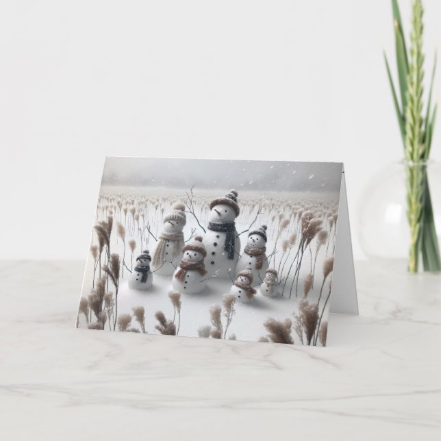 Christmas Snowman Family Holiday Card (Front)