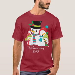 Christmas Snowman Family Mom Dad Children Family T-Shirt