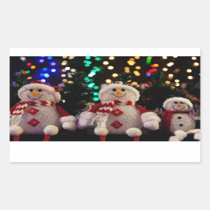 Christmas Snowman Family Ornaments Tree Photo Sticker