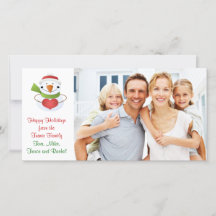 Christmas Snowman Family Photo Card
