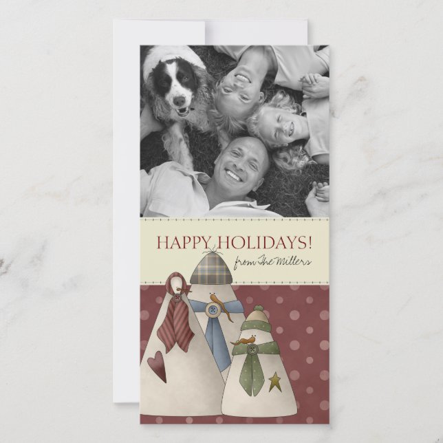 Christmas Snowman Family Photo Cards (Front)