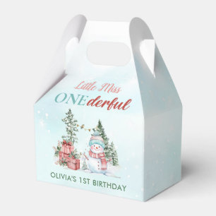 Christmas Snowman First Birthday Favor Box