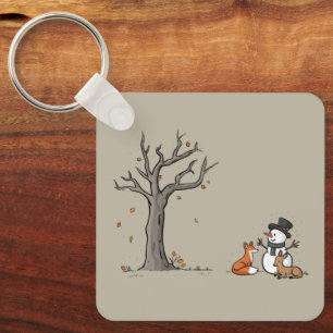 Christmas Snowman Fox And Deer Woodland Animal Keychain