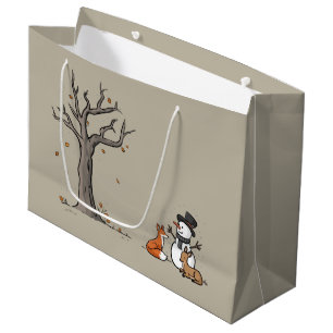 Christmas Snowman Fox And Deer Woodland Animal Large Gift Bag