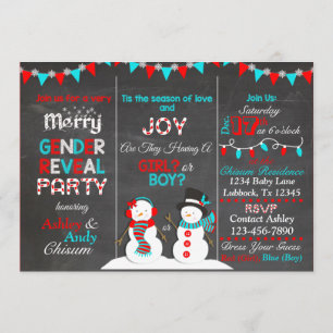 Christmas Snowman Gender Reveal Invitation