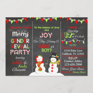 Christmas Snowman Gender Reveal Invitation