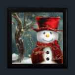 Christmas Snowman Gift Box<br><div class="desc">Christmas Snowman Display your favourite images on a vibrant tile inlaid into the lid of this beautiful jewellery box. Made of lacquered wood, the jewellery box comes in Golden Oak, Ebony Black, Emerald Green, and Red Mahogany. Soft felt protects your jewellery and collectibles. Box Diameter: 7.125 inches Box Height: 2.5...</div>