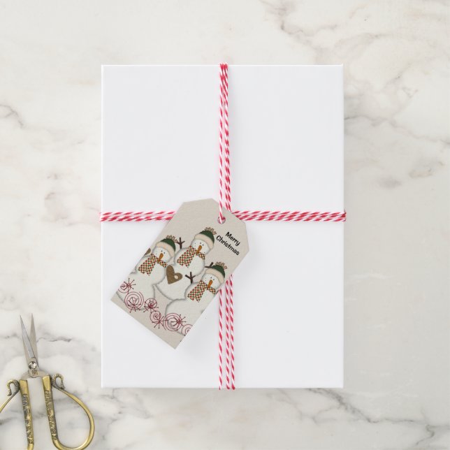 Christmas Snowman Gift Tags  (With Twine)