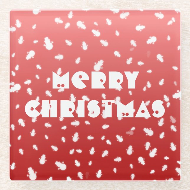 Christmas Snowman Glass Coaster (Front)