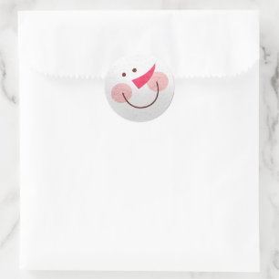 Christmas Snowman Happy Face Cute Classic Round Sticker
