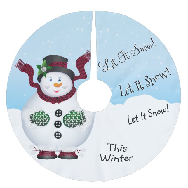 Christmas Snowman Holiday Brushed Polyester Tree Skirt (Front)