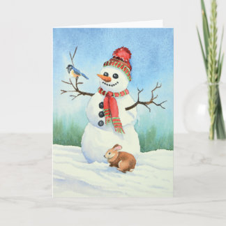 Christmas snowman holiday card