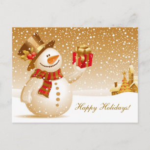 Christmas Snowman Holiday Greetings Postcard